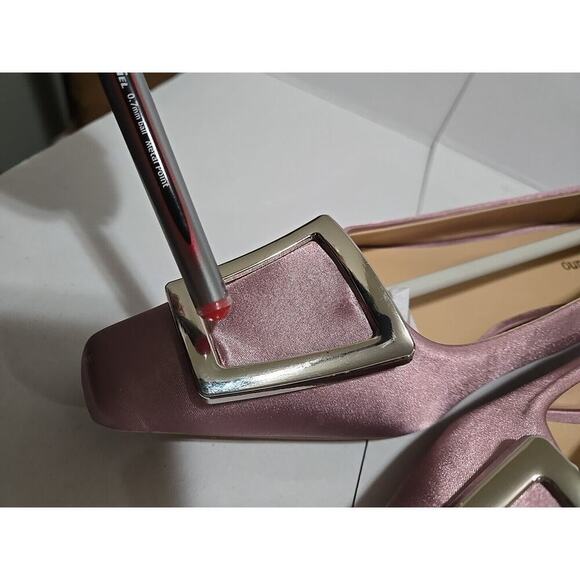 Metal Buckle Satin Low Heel (Lucia) C.Paravano Purple size W 9 - 9.5 - Picture 15 of 16